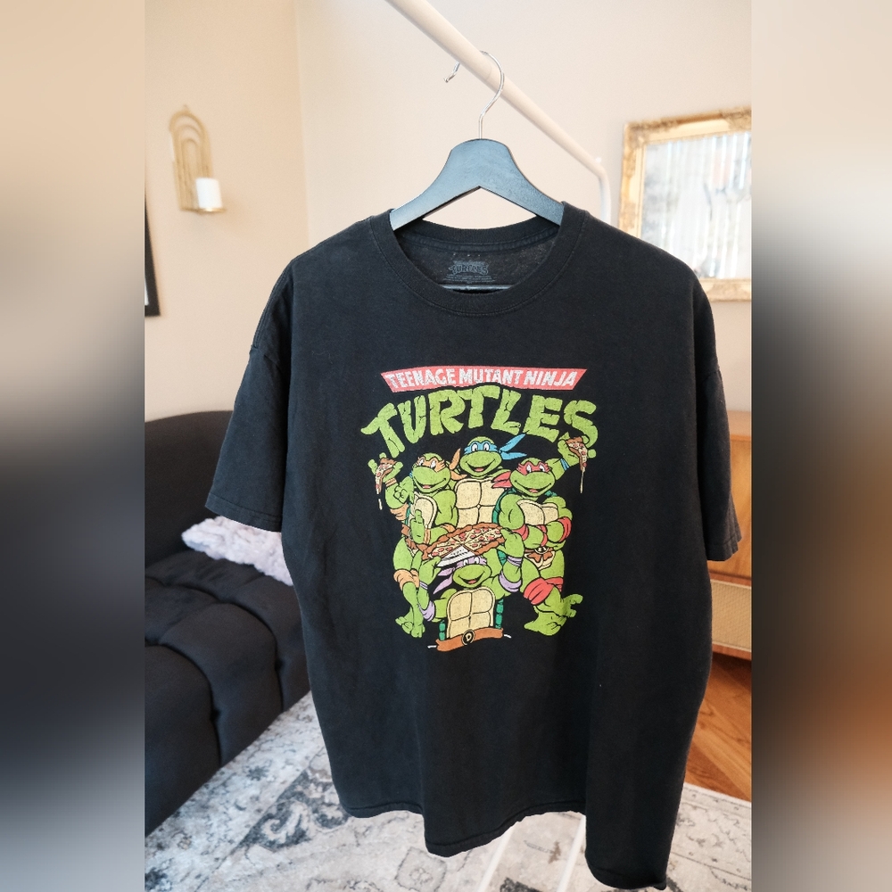 Nostalgic Black Teenage Mutant Ninja Turtles Graphic Tee